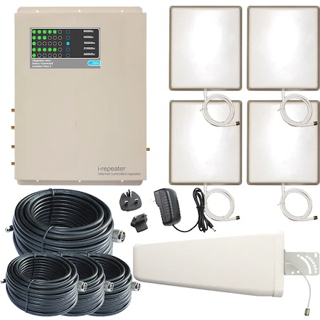 Stella Doradus I-Repeater Mobil Hang- és Adat Jelerősítő Készlet, modell i5-LGDWH, 2G + 3G + 4G sáv, 5 sávos - 800Mhz + 900Mhz + 1800Mhz + 2100Mhz + 2600 Mhz, 4000 m²